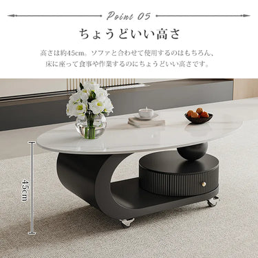 ローテーブル セラミック センターテーブル おしゃれ 大理石柄 ソファテーブル 白 引き出し 収納 オシャレ fmzjj-6399