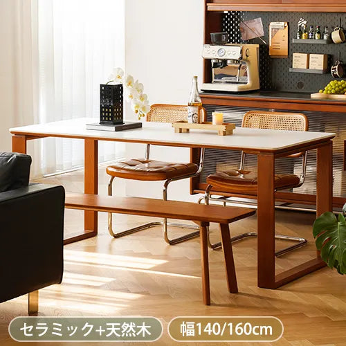 チェリー材無垢テーブル｜スタイリッシュなデザインと多層板セラミックの耐久性 fpmxm-2771