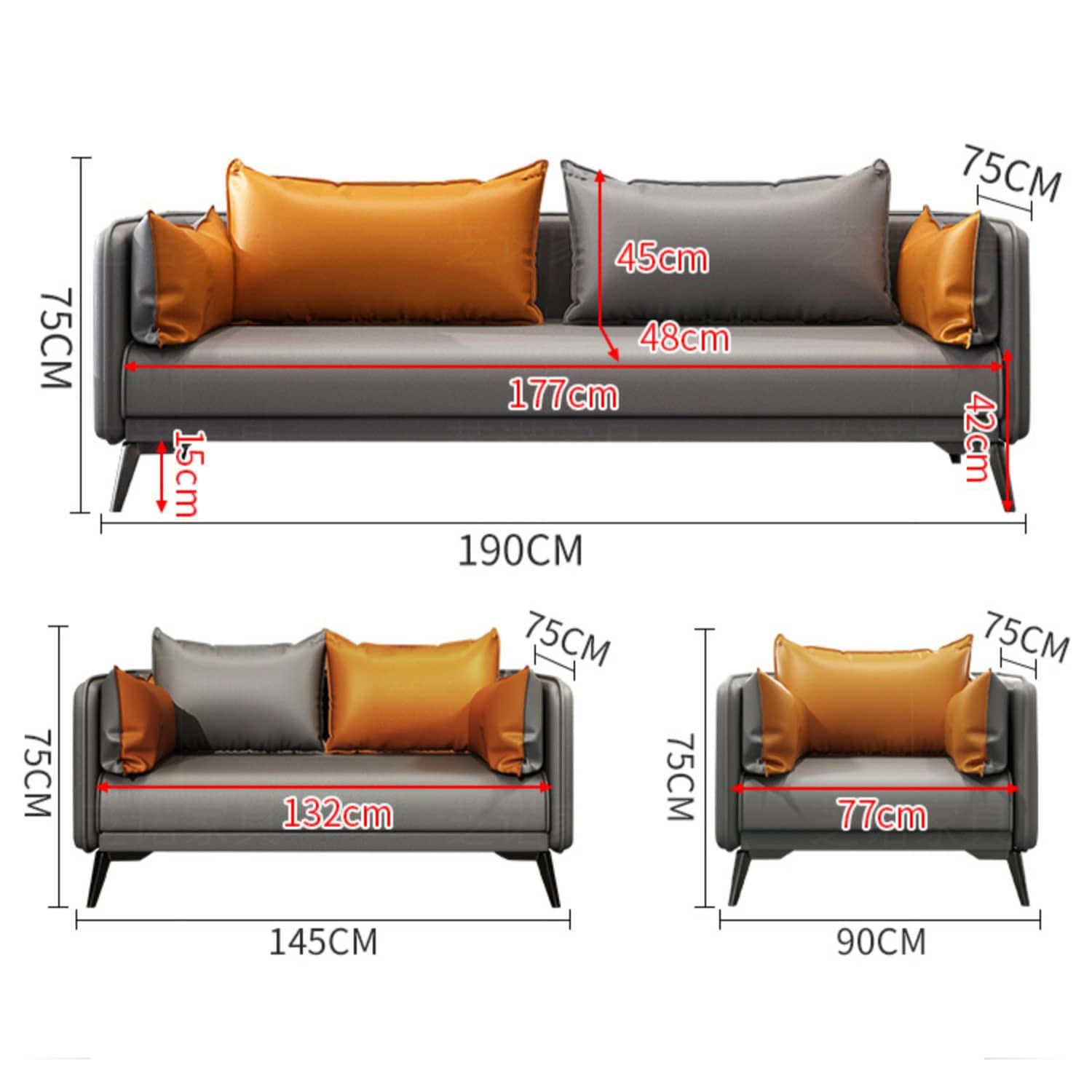 ソファ 一人掛けソファ 二人掛けソファ 三人掛けソファ 肘掛け sofa おしゃれ 幅90cm 145cm 190cm fsj-1032