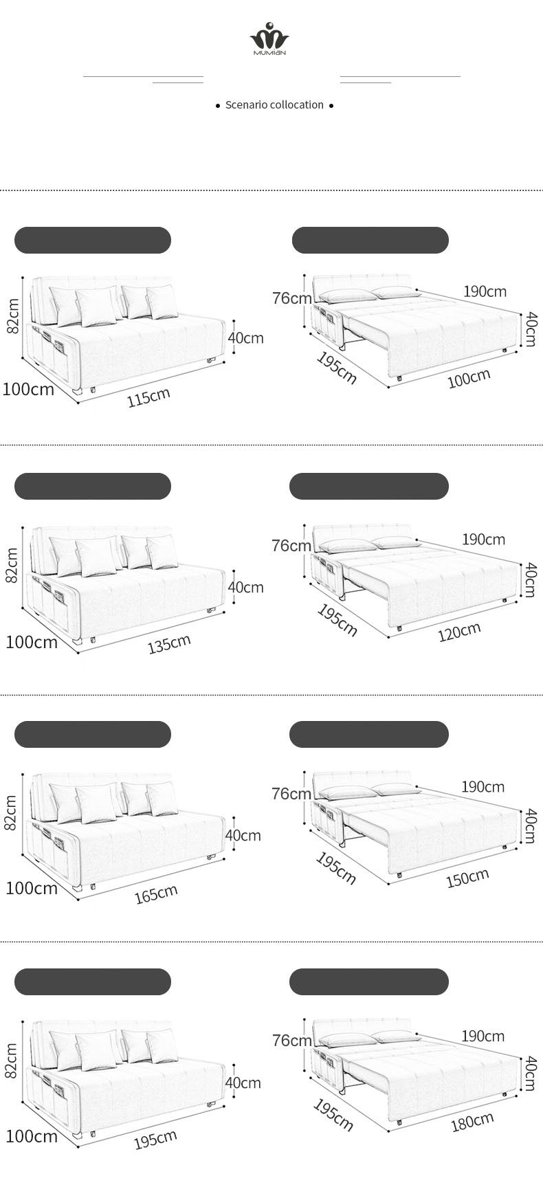 ソファーベッド 幅115cm 135cm 165cm 195cm 高級 PUレザー 木製  快適 fxgz-275