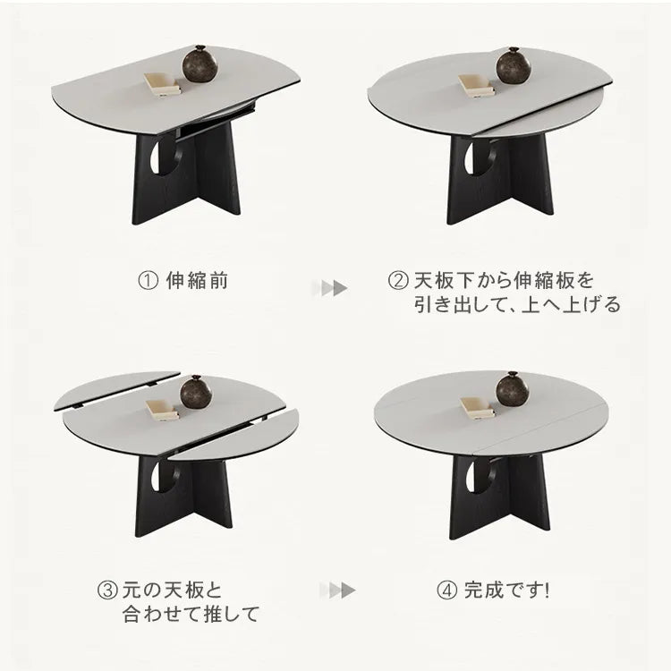 ダイニングテーブル 伸縮式 丸テーブル 食卓 セラミック 白 円形 北欧 おしゃれ hagst-3406