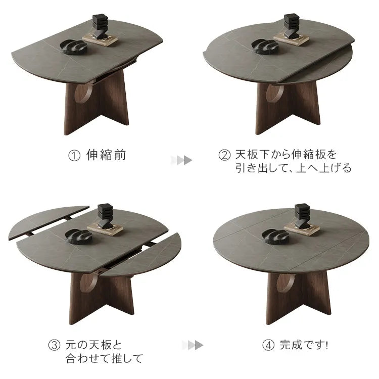 ダイニングテーブル モダン 伸縮式 丸テーブル 食卓 セラミック 北欧 おしゃれ hagst-3407