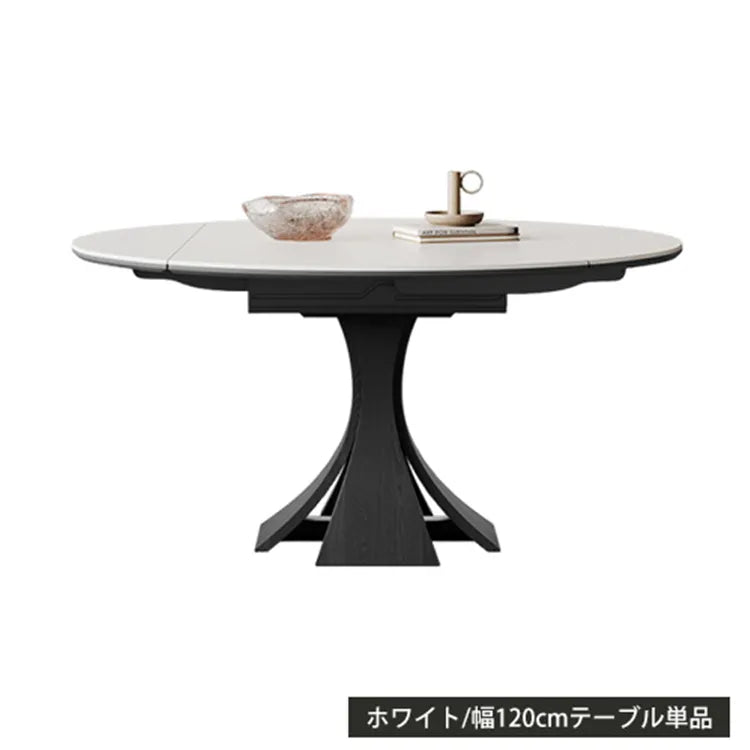 ダイニングテーブル モダン 伸縮式 丸 ホワイト セラミック 北欧 おしゃれ hagst-5355