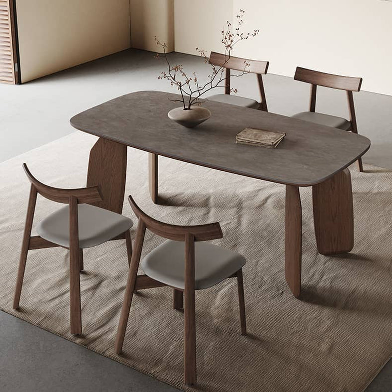 セラミック ダイニングテーブル 4人 単品 セット グレー 無垢材 hagst