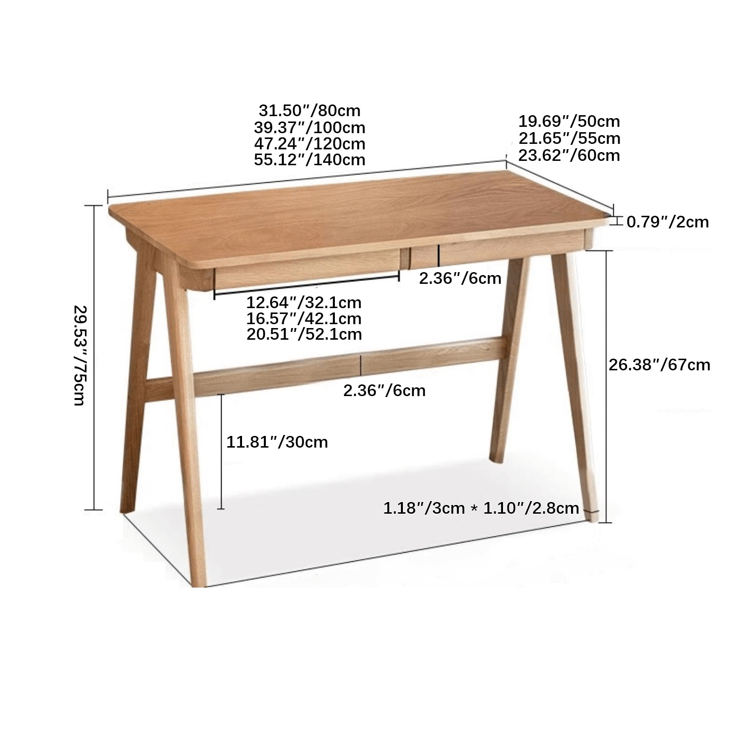 テーブル 天然木製 幅80cm 100cm 120cm 140cm 160cm hym-469
