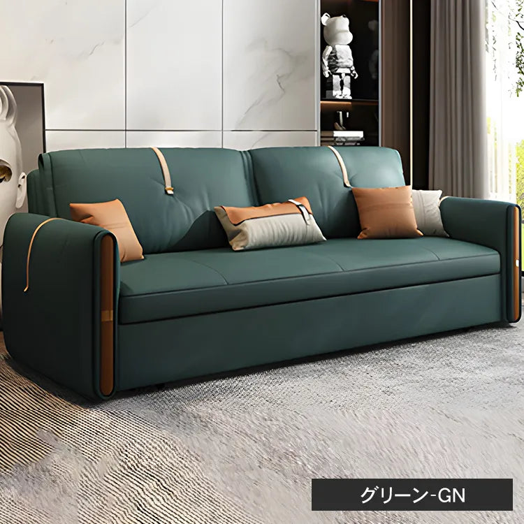 ソファーベッド 収納付き 2人 3人掛け ローソファ フロアソファ エアレザー 無垢材  hyt-1237