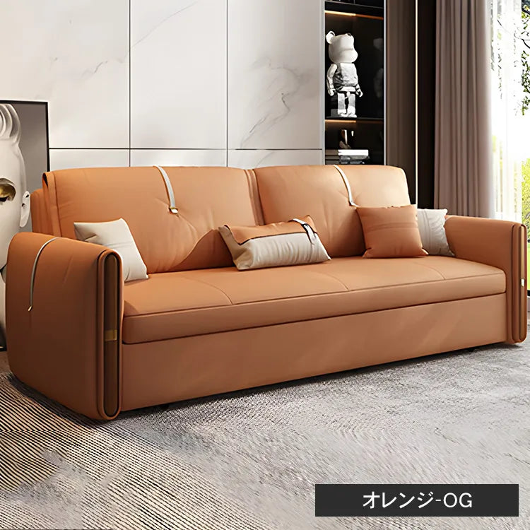 ソファーベッド 収納付き 2人 3人掛け ローソファ フロアソファ エアレザー 無垢材  hyt-1237
