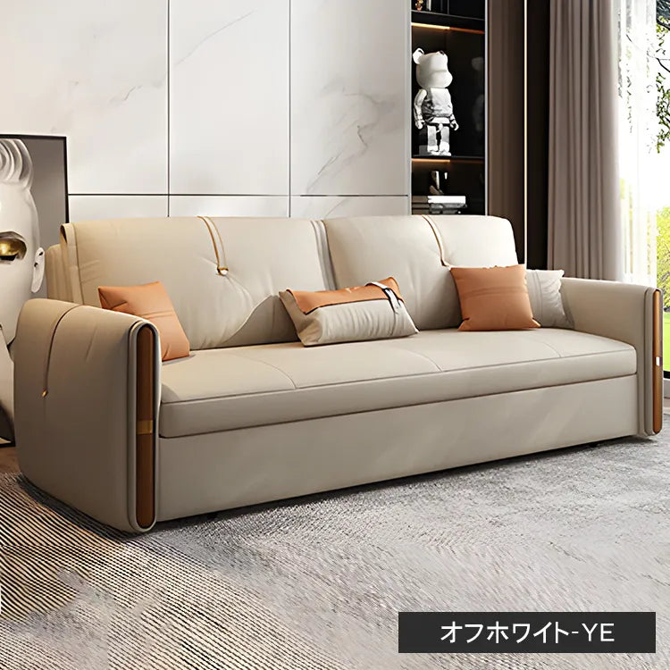 ソファーベッド 収納付き 2人 3人掛け ローソファ フロアソファ エアレザー 無垢材  hyt-1237