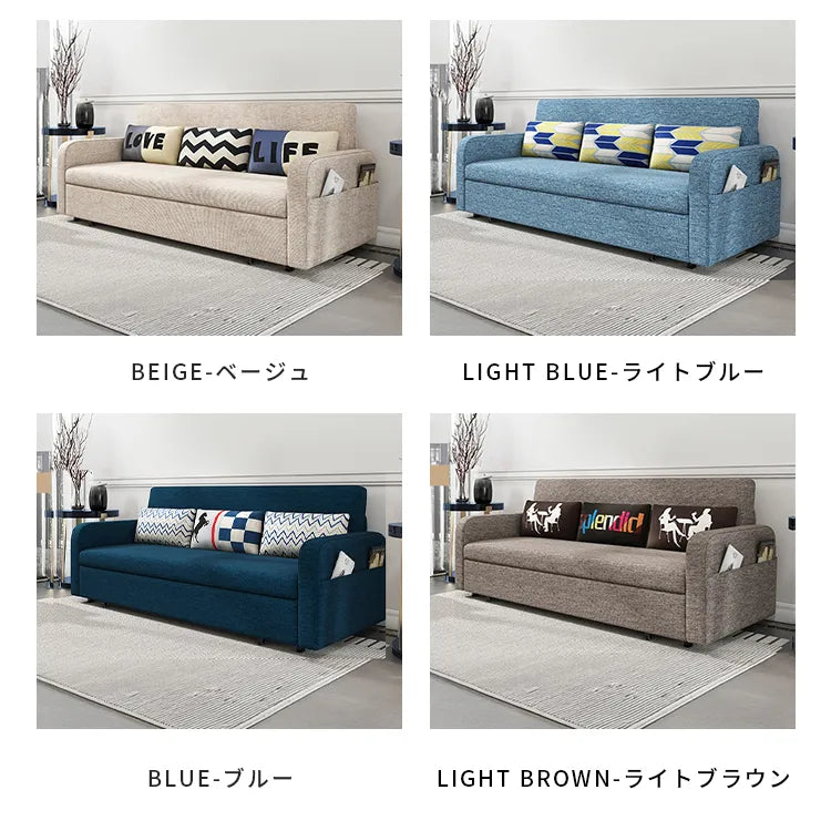 ソファベッド 伸縮式 2way 3人掛け 収納付き モダン hyt-3766