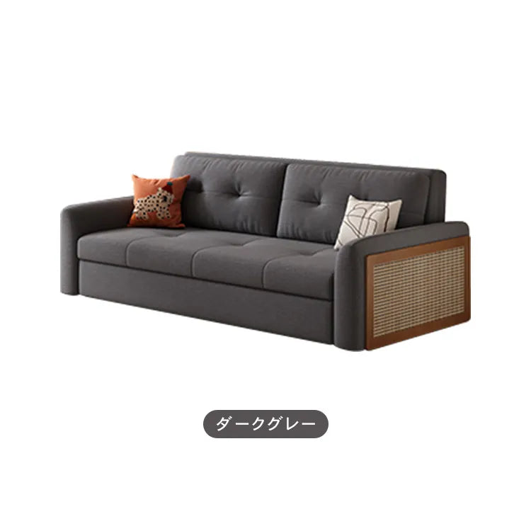 ソファベッド ラタン調 L字 2人掛け 収納付き hyt-3775