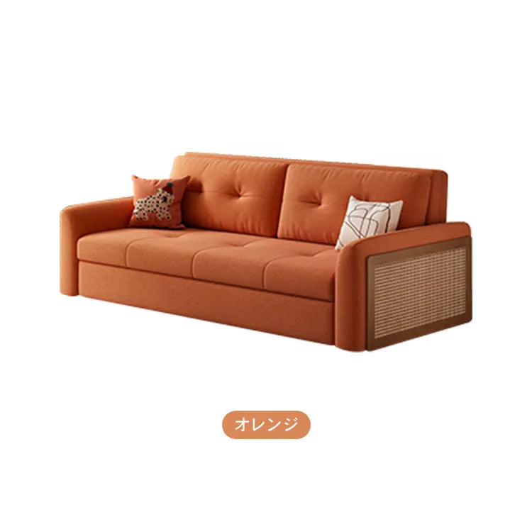 ソファベッド ラタン調 L字 2人掛け 収納付き hyt-3775