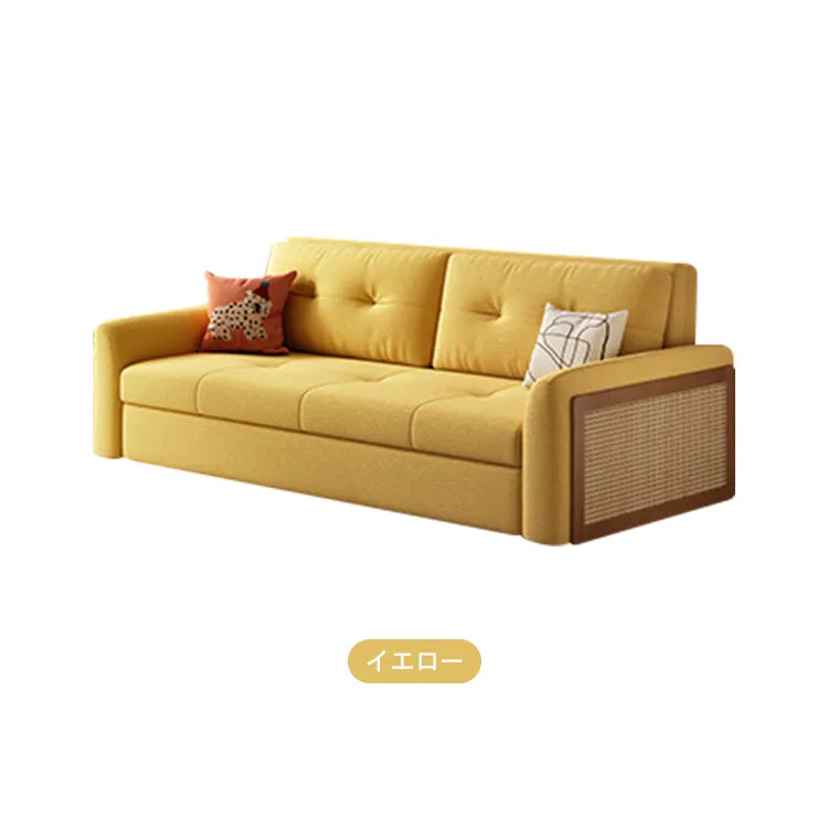 ソファベッド ラタン調 L字 2人掛け 収納付き hyt-3775