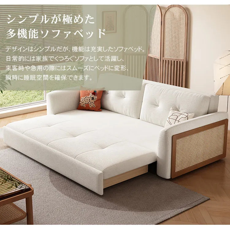 ソファベッド ラタン調 L字 2人掛け 収納付き hyt-3775