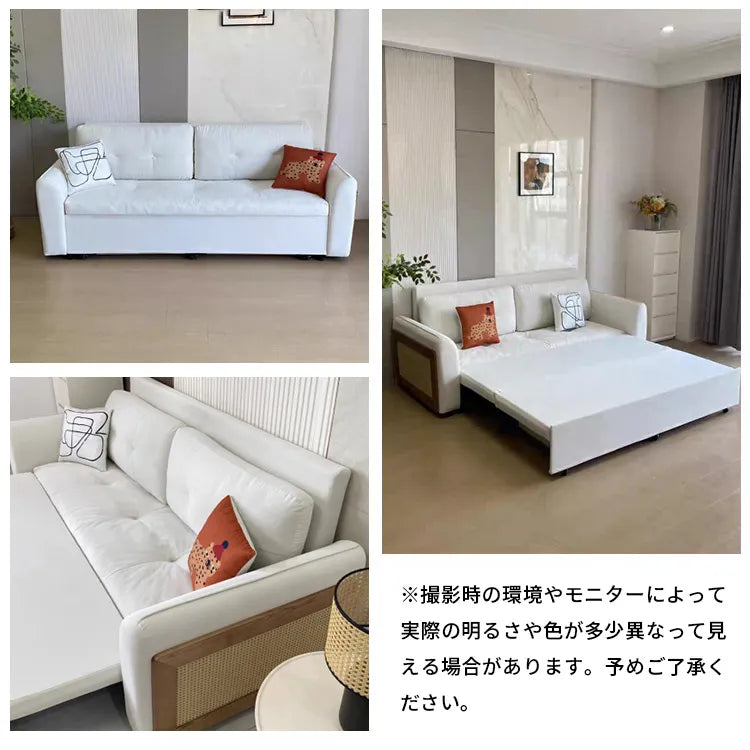 ソファベッド ラタン調 L字 2人掛け 収納付き hyt-3775