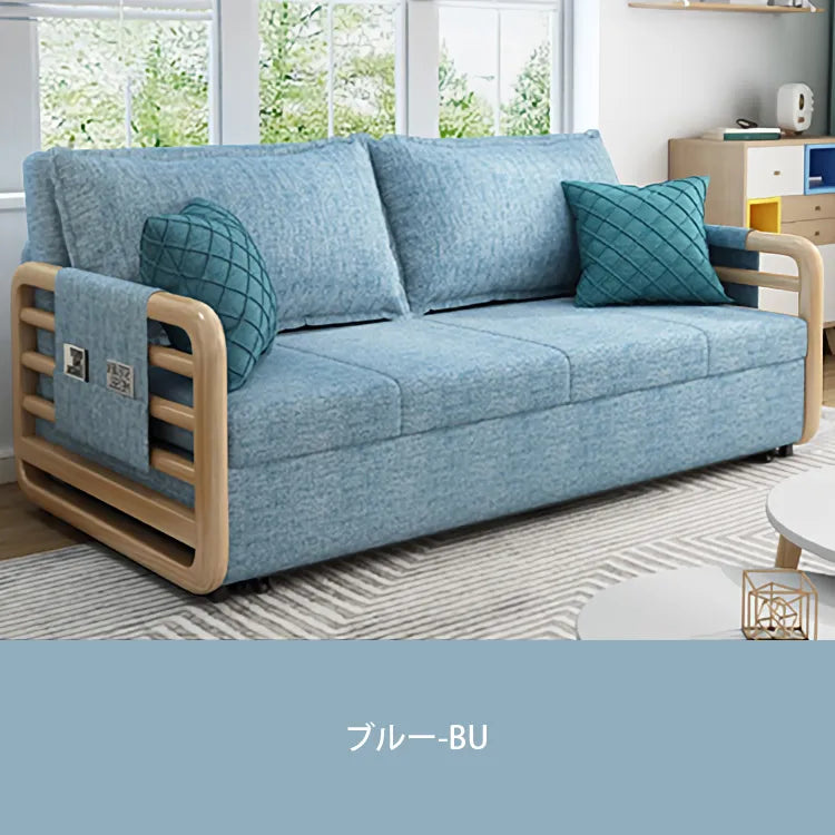 ソファベッド 折りたたみ 伸縮 木肘 ローソファー 収納箱付 ソファー 2人掛け ソファ l字 肘付き 収納付き 省スペース リビング 高級 モダン おしゃれ 新生活 hyt-3800