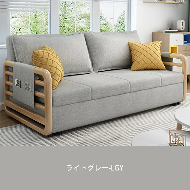 ソファベッド 折りたたみ 伸縮 木肘 ローソファー 収納箱付 ソファー 2人掛け ソファ l字 肘付き 収納付き 省スペース リビング 高級 モダン おしゃれ 新生活 hyt-3800