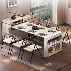 アイランドキッチン 収納付き テーブル 伸縮 折りたたみ 北欧風 キャビネット 省スペース 小型 家庭用 テーブル 4〜8人掛けsyj-001