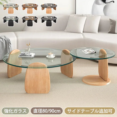 センターテーブル 丸 ローテーブル 丸 ガラステーブル 透明 円形 幅80cm 机 おしゃれ クリア 丸テーブル 幅90cm xpm-088