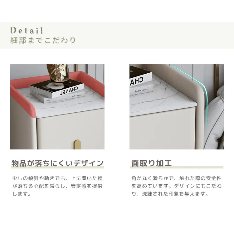 ナイトテーブル おしゃれ 北欧 セラミック天板 サイドテーブル 天然木 収納 引き出し yk-07