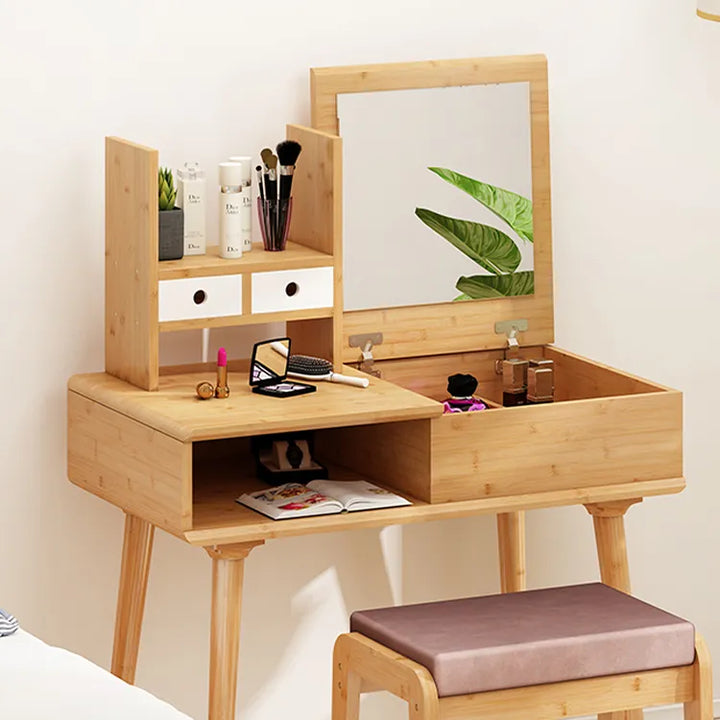 ドレッサー 鏡付き メイク台 北欧風 化粧台 鏡台 幅80cm ミラー 収納