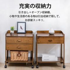 ナイトテーブル 引き出し付き 収納 キャスター付き ベッドサイド おしゃれ zt-136