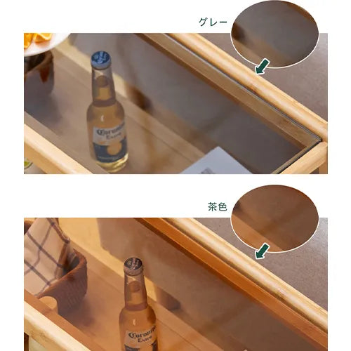 キャビネット 引き出し ガラス 竹 収納家具 おしゃれ 大容量収納 zt-564