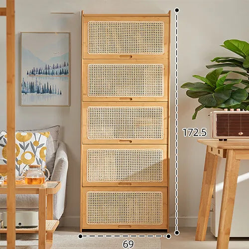 キャビネット ラタン ラック棚 リビング ナチュラル 収納家具 おしゃれ 大容量 zt-934