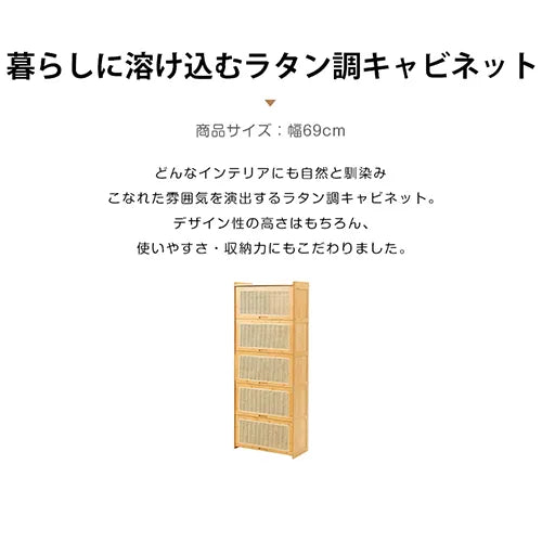 キャビネット ラタン ラック棚 リビング ナチュラル 収納家具 おしゃれ 大容量 zt-934