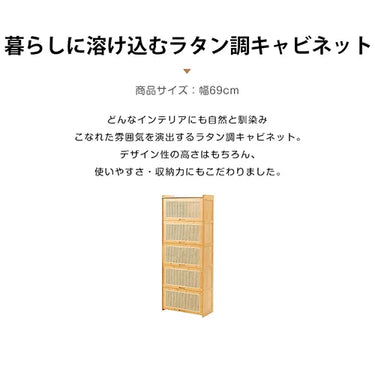 キャビネット ラタン ラック棚 リビング ナチュラル 収納家具 おしゃれ 大容量 zt-934