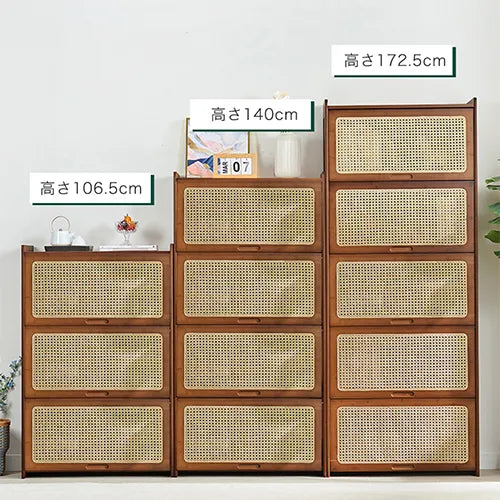 キャビネット ラタン ラック棚 リビング ナチュラル 収納家具 おしゃれ 大容量 zt-934